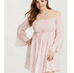 Torrid off the shoulder smocked dress
